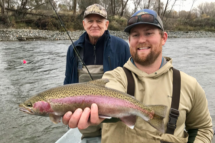 Guide Ben Thompson with a typical valley steelhead from the Feather River