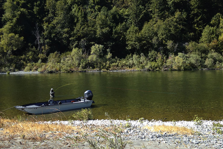 An angler hooked up on the Lower Klamath
