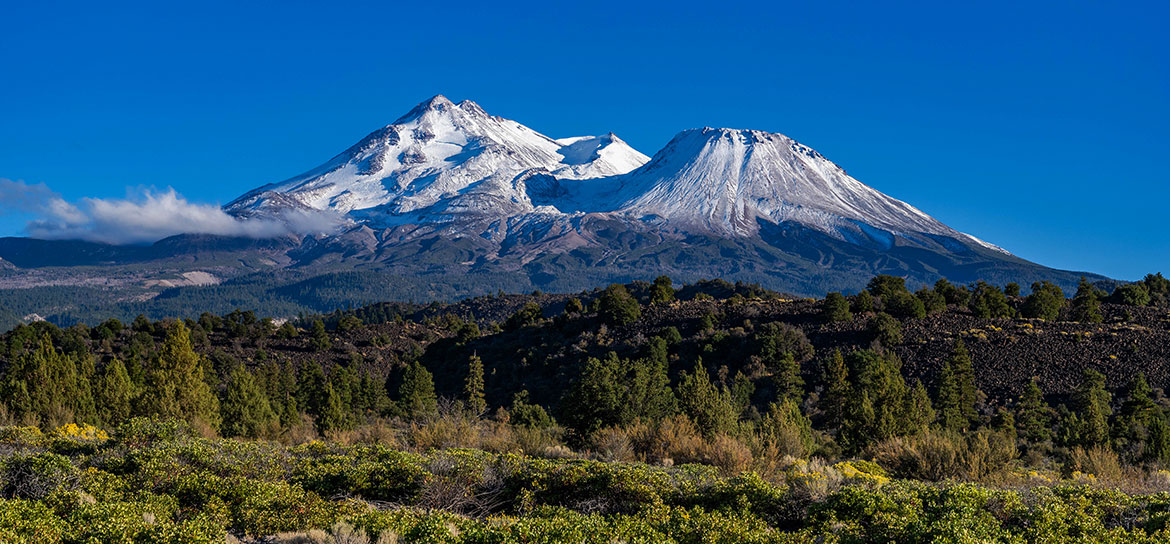 Mt Shasta dominates the local landscape around Mt Shasta City