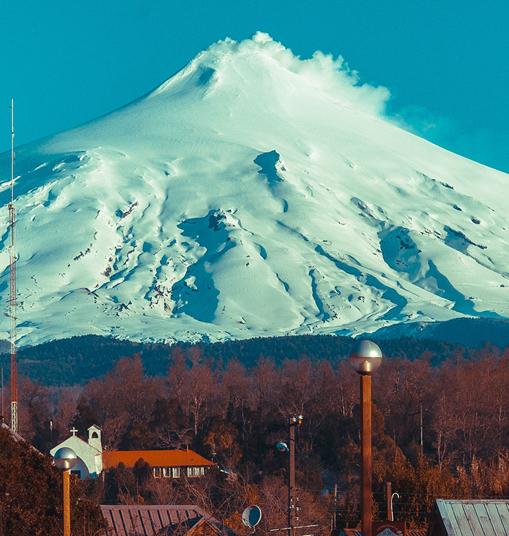 Mt Shasta looms over downtown Mt Shasta City