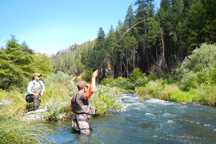 An angler hooked up on the Pit River