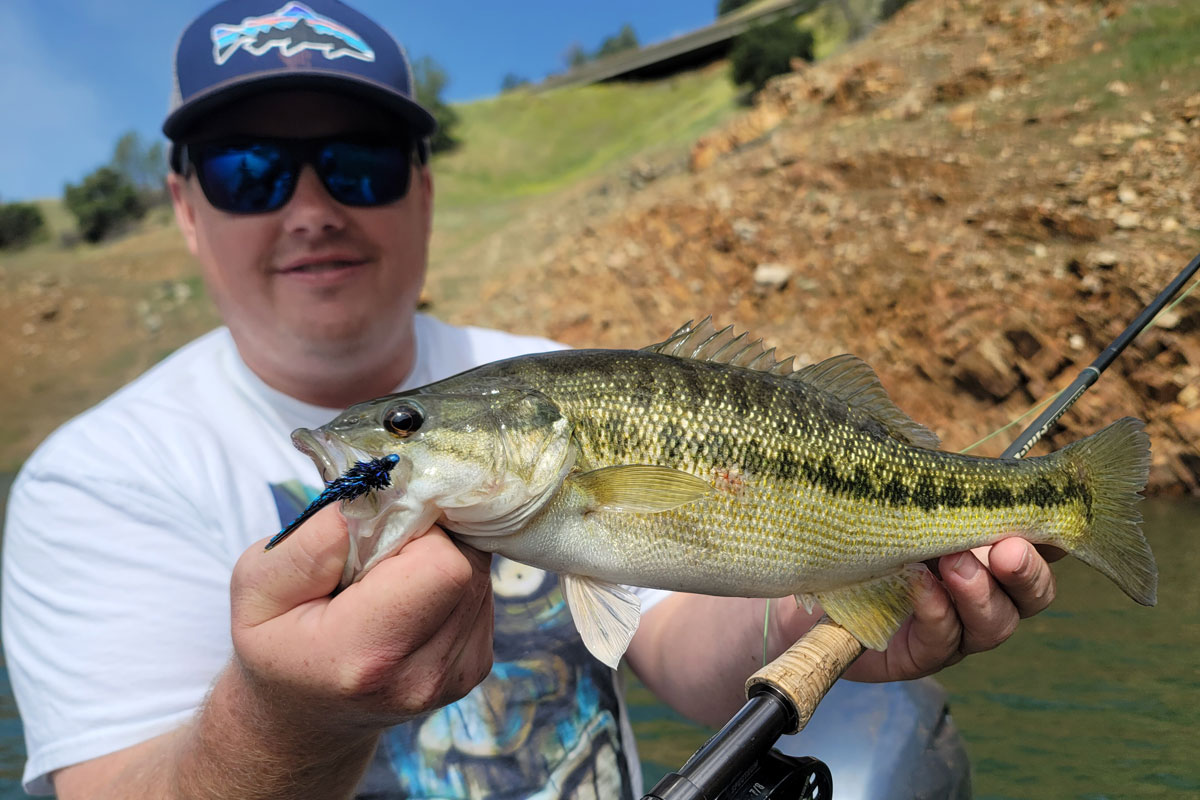 Fly fishing for spotted bass on Lake Oroville