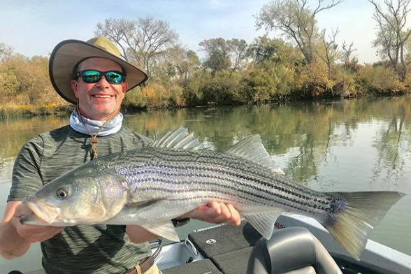 A guest with a quality striped bass