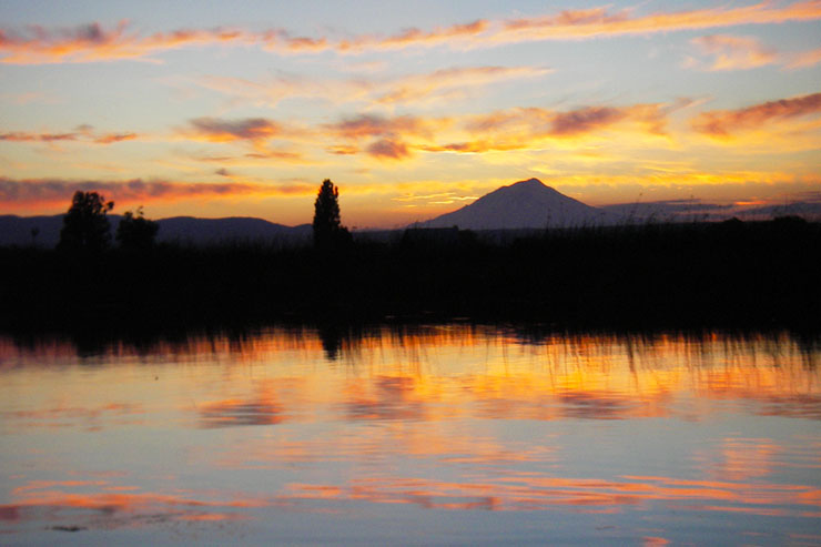 Fall River is famous for beautiful sunsets over Mt Shasta